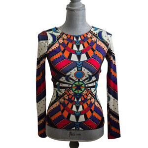 Gorgeous Mara Hoffman Long Sleeve Geometric Stars Moon Print Top, XS